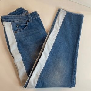 Ecru Womens Jersey Stripe Mid Rise Skinny Jeans Blue White Stripe EUC Size 2